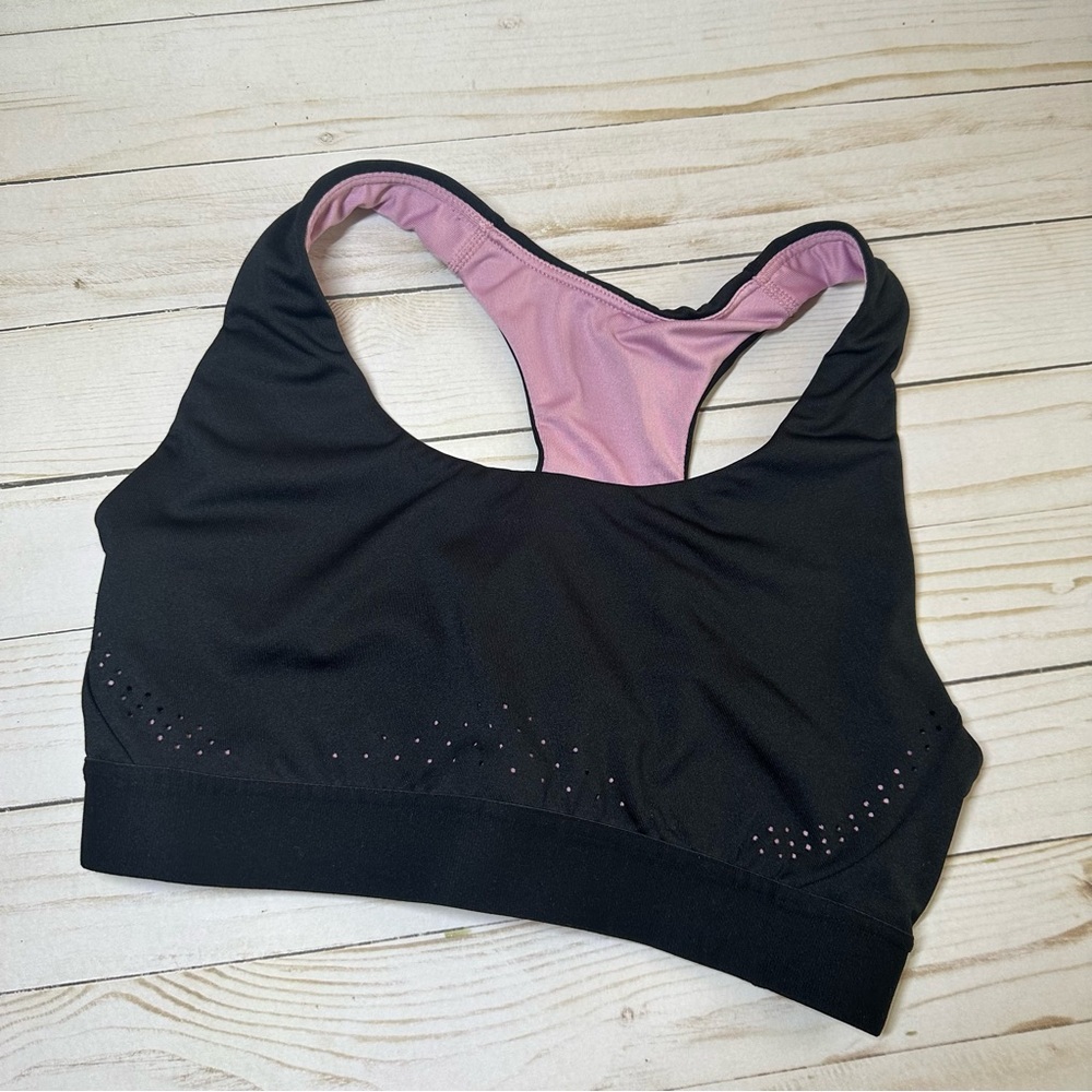 Champion Black Sports Bra with Pink‎ Lining